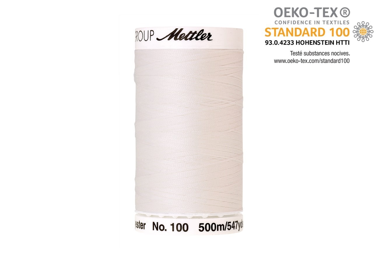 Bobine Mettler Seralon 500m col. 1000 Fil à coudre Mettler Seralon 500m, 100% polyester, couleur 1000 blanc