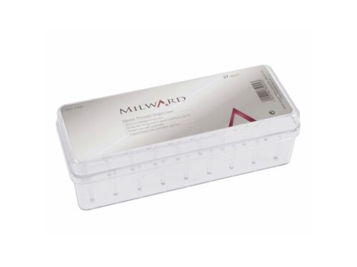 Boîte de rangement transparente Milward pour 27 bobines de fil de couture, organisant et protégeant le matériel.