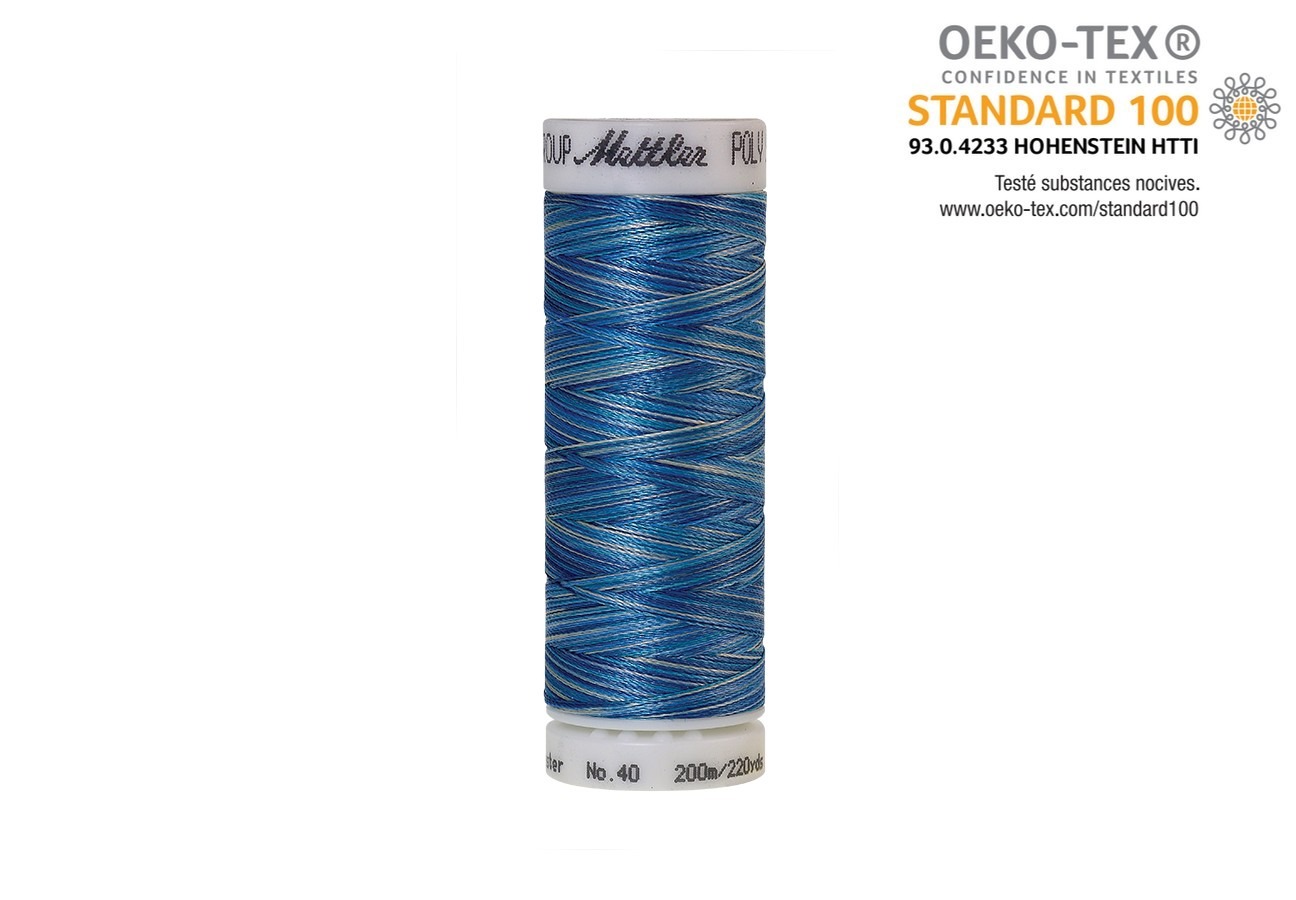 Bobine de fils Mettler Polysheen Multicolor couleur 9605, fil brillant en polyester pour broderie et couture, taille No.40, 200m