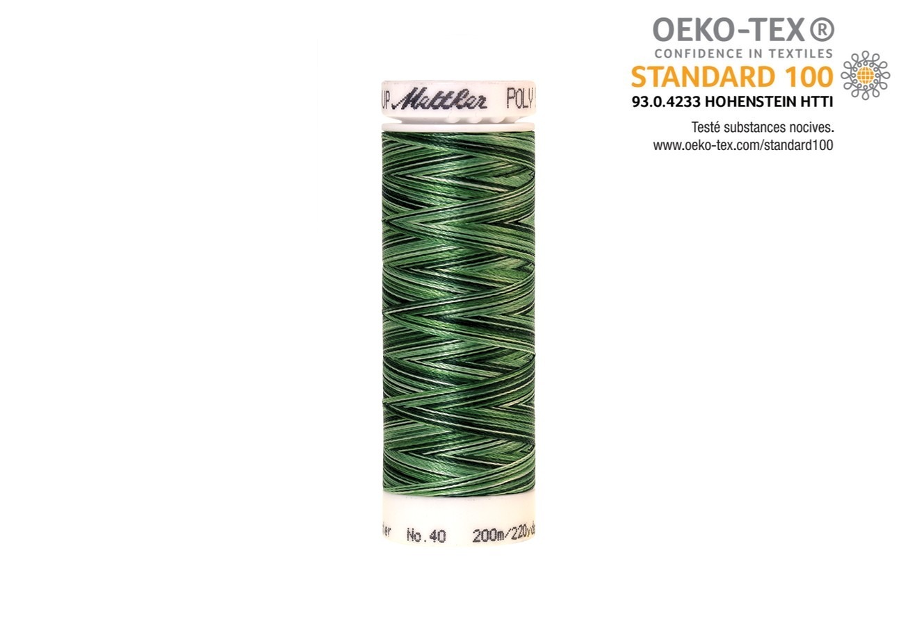 Bobine de fil Mettler Polysheen brillant, 100% polyester, couleur multicolor 9805, 200 mètres.