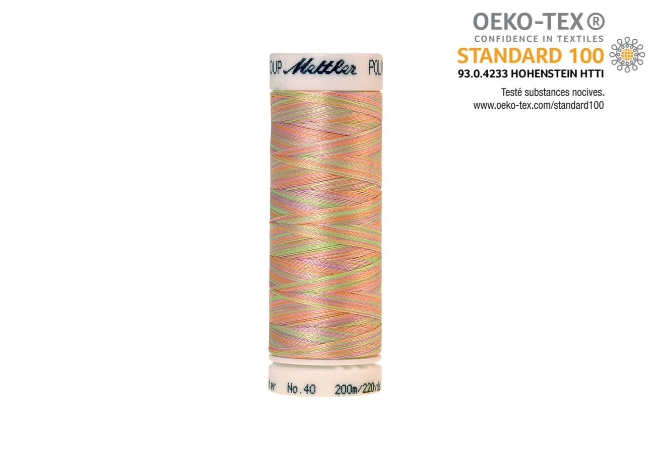 Fil Mettler Polysheen Multicolor 200m - Bobine 9935 Bobine de fil Mettler Polysheen Multicolor 200m, couleur 9935, fil polyester brillant pour broderie et couture.