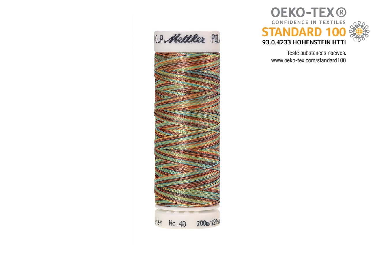 Fil Mettler Polysheen Multicolor 9974 - Bobine 200m Bobine de fil Mettler Polysheen brillant multicolor col. 9974 pour machine à broder et couture, 200m polyester.