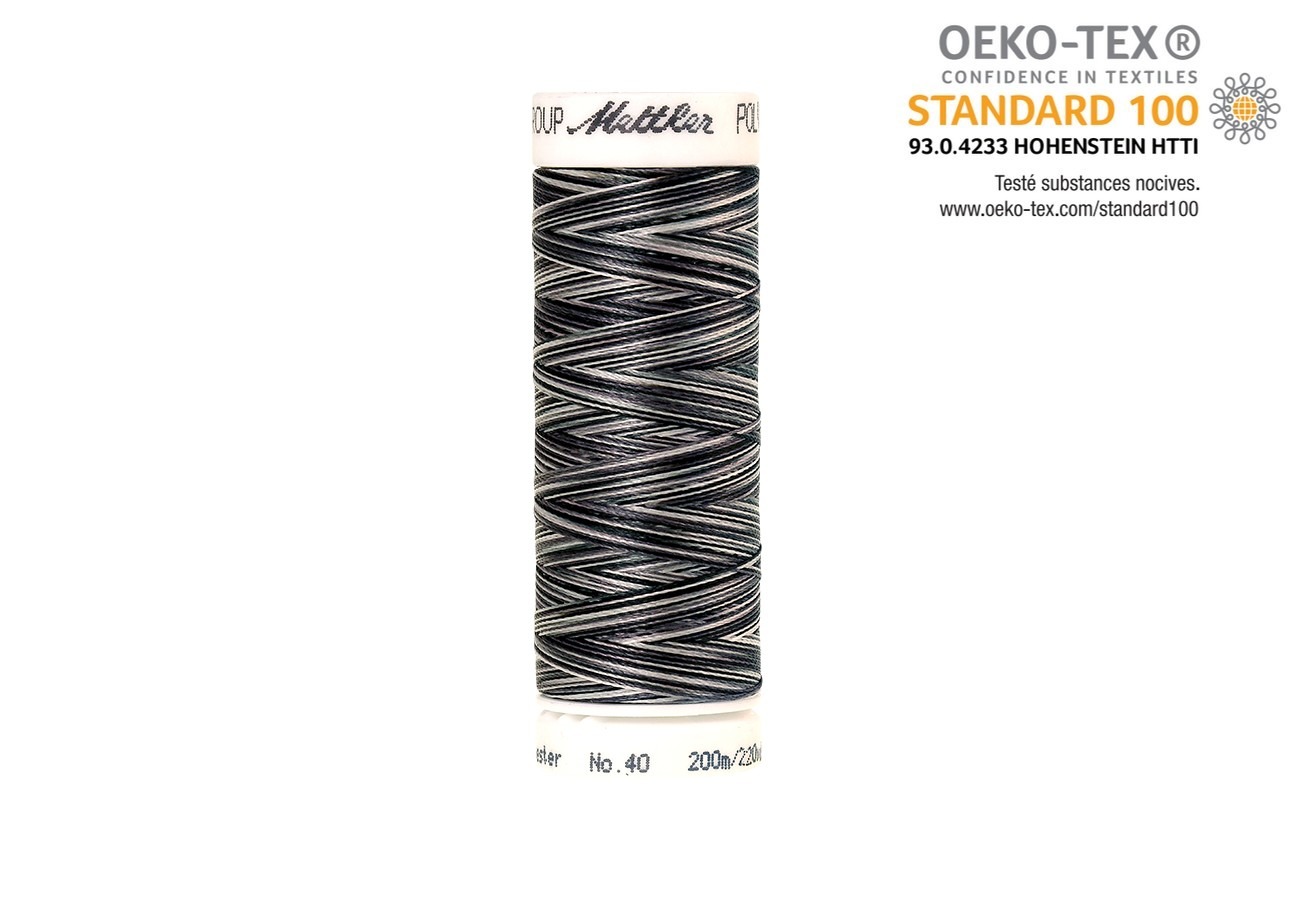 Bobine de fil Mettler Polysheen Multicolor col. 9979 pour broderie et couture, fil brillant 100% polyester 200m