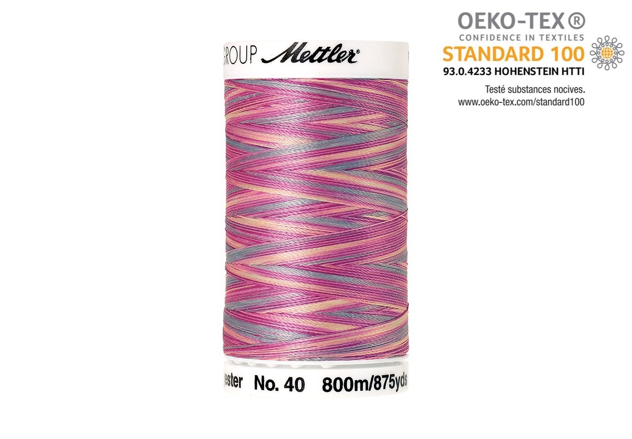 Bobine de fils Mettler Polysheen Multicolor brillants, couleur 9912, 800m, pour broderie et couture.