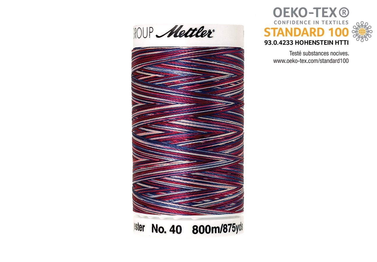 Bobine de Fil Mettler Polysheen Multicolor 9918 Bobine de fil Mettler Polysheen multicolor (col. 9918) pour broderie machine, polyester trilobé brillant 800m.