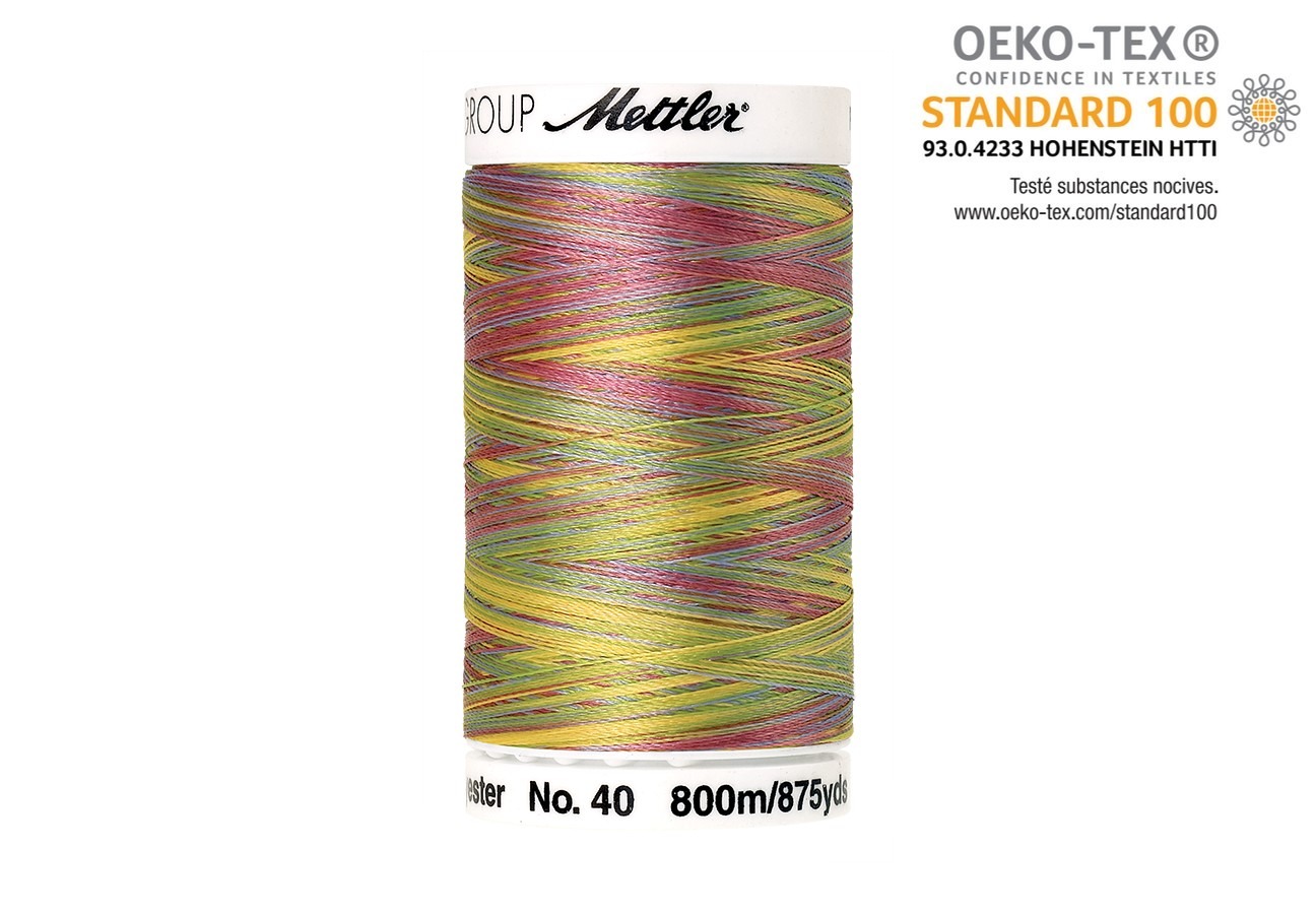 Bobine de fil Mettler Polysheen brillant Multicolor 800m, couleur 9977 (bobine avec dégradé de couleurs)
