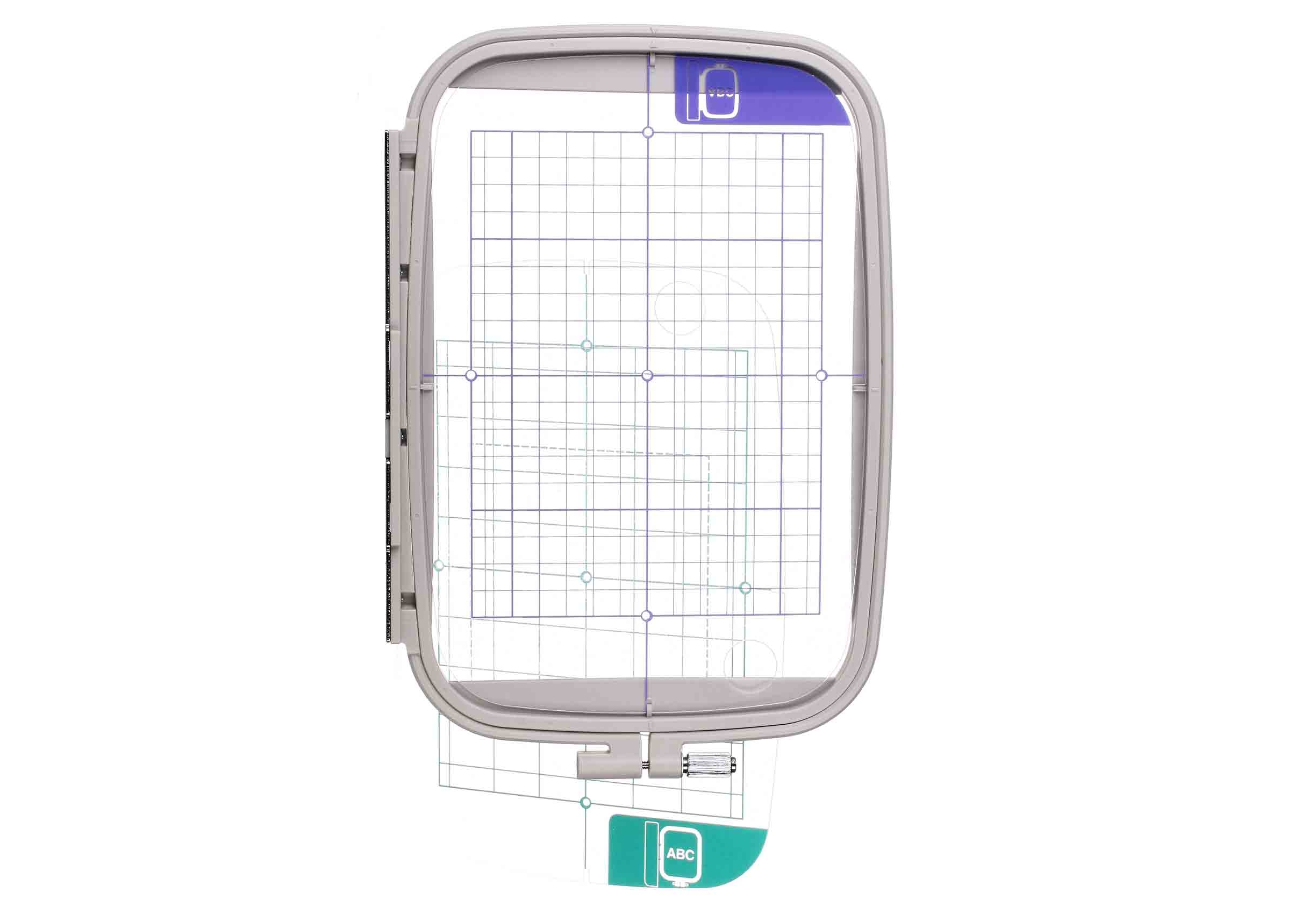 Image du cadre à broder Sew Tech 13x18 cm compatible machines Brother, vue détaillée des repères de positionnement.