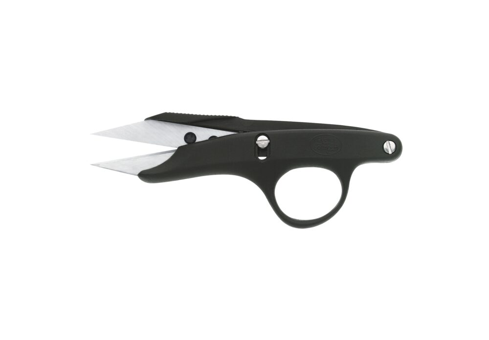 Coupe fil KRETZER Finny 11cm noir et argent, lames en acier inoxydable, poignée ergonomique, idéal couture et broderie.