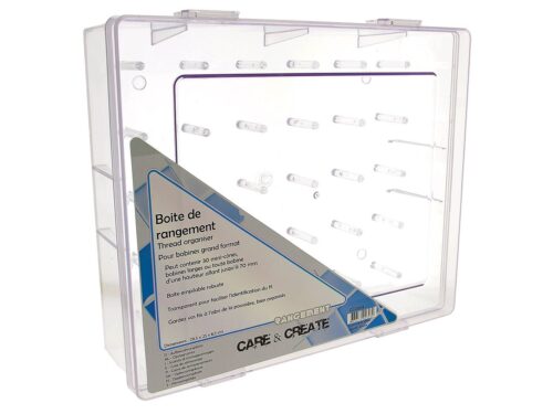 Boîte de rangement transparente pour 30 bobines fil couture 1000m, organisée, empilable et anti-poussière.