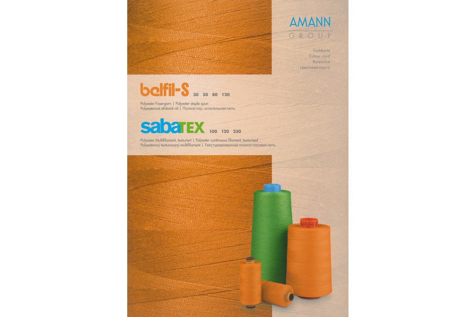 Nuancier physique présentant l'ensemble des couleurs disponibles pour les fils à coudre BELFIL-S.