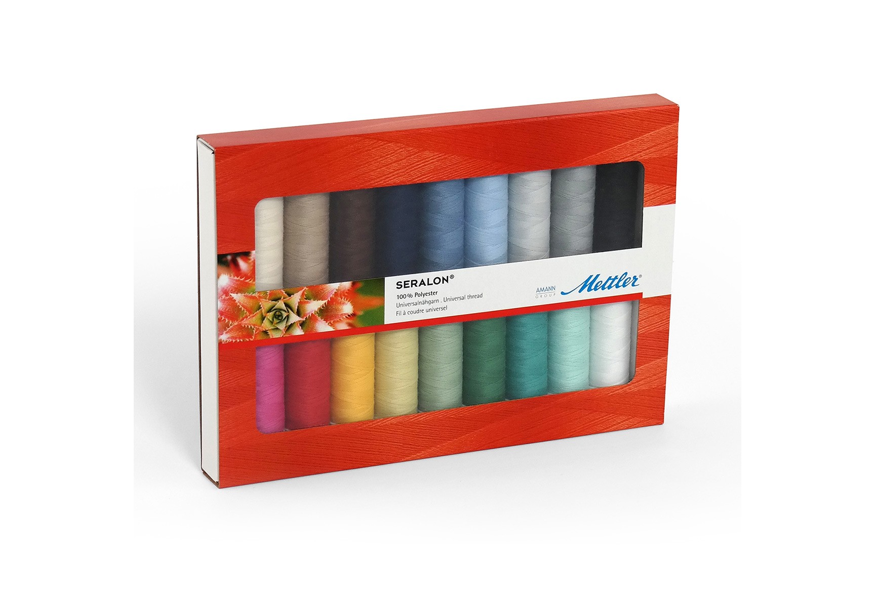 Coffret Mettler Seralon 18 bobines fils Coffret Mettler Seralon contenant 18 bobines de fil à coudre 100% polyester