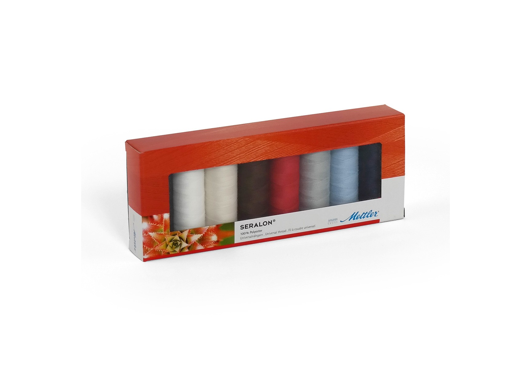 Coffret de 8 bobines de fil à coudre Mettler Seralon en polyester, différents coloris