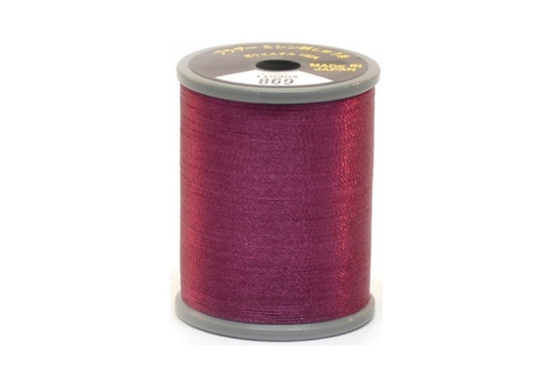 Bobine de fil à broder Brother Embroidery polyester brillant, couleur 869, taille #50, 300m.