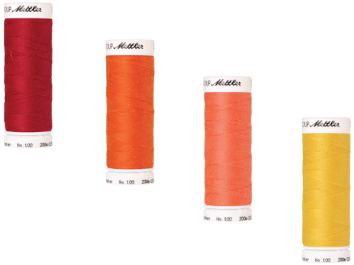Fil à coudre METTLER Seralon 200m -jaune, orange et rouge-