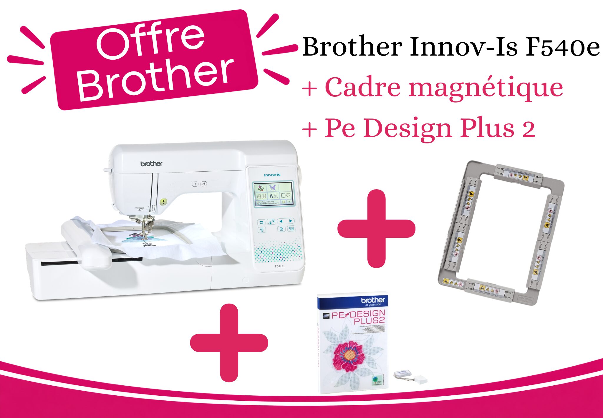 Machine à broder BROTHER Innov-Is F540E + PE-Design Plus 2 + Cadeau – Image 1